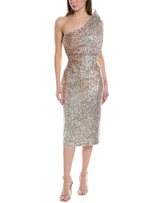 Women's Active Clothing Badgley Mischka Asymmetric Sequin Midi Dress