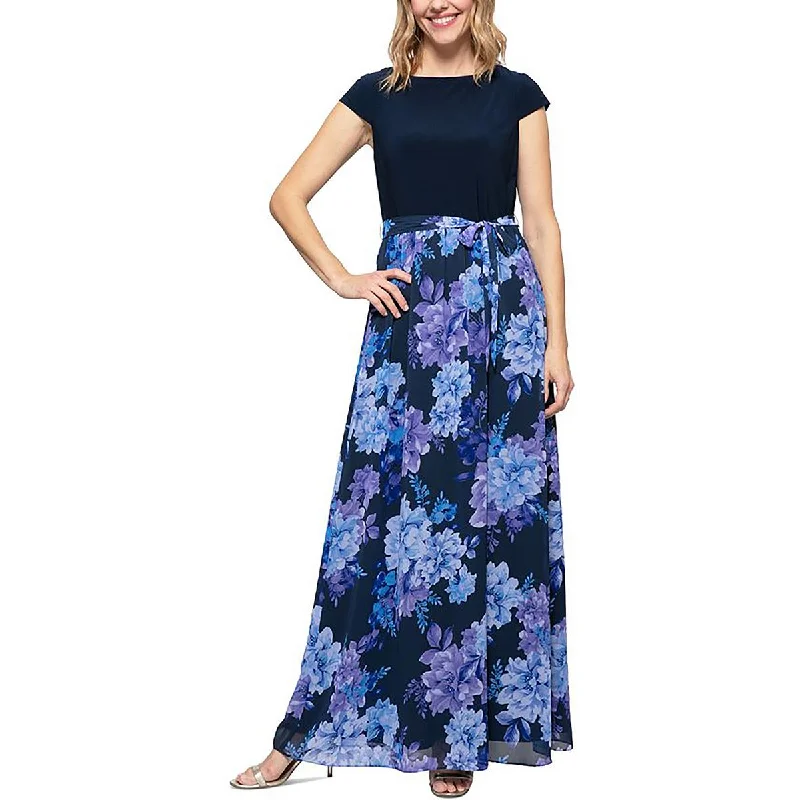 Casual Attire For Women Womens Mixed Media Floral Maxi Dress