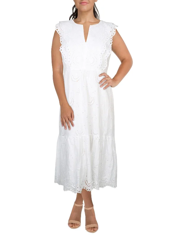 Women's Professional Garments Womens Eyelet Cotton Maxi Dress