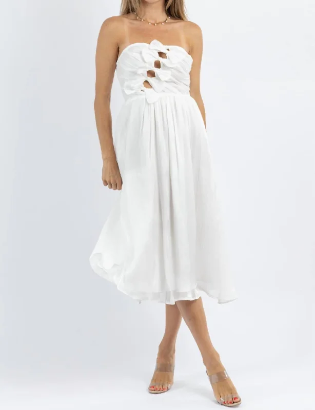 Women's Functional Outfit For Outdoor Activities If Only Bow Bust Midi Dress In White