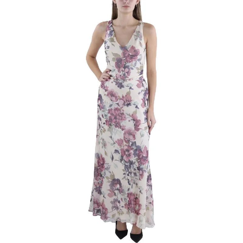 Women's Urban Clothing Womens Chiffon Floral Evening Dress