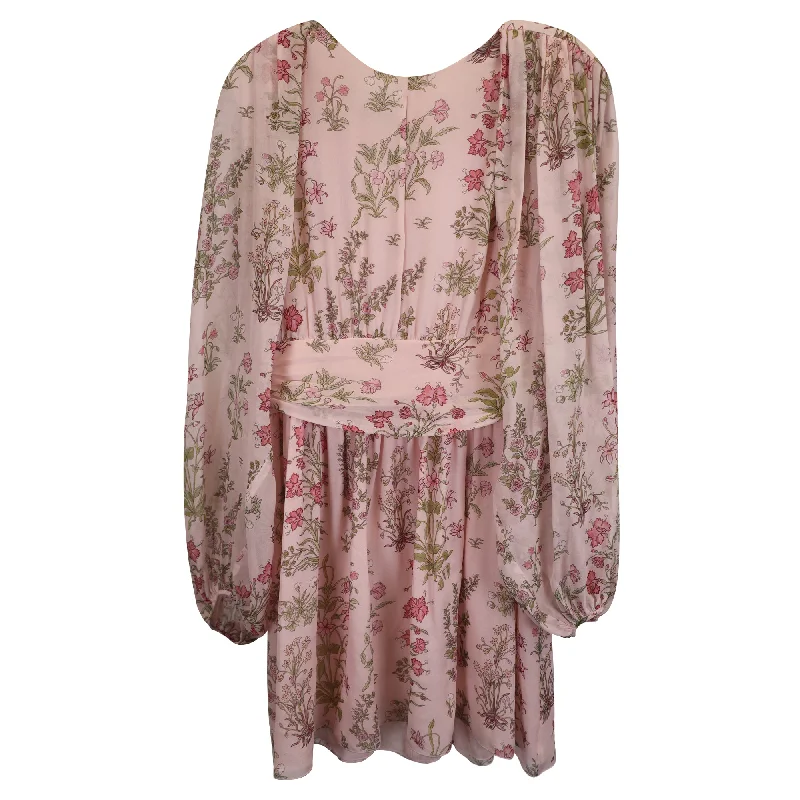 Women's Trendy Attire Giambattista Valli Floral Georgette Mini Dress in Pink Silk