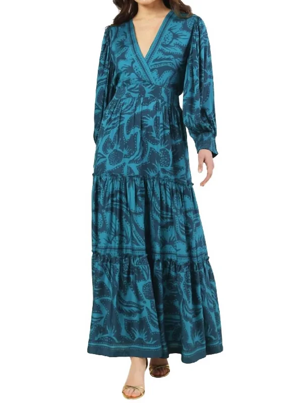 Comfortable Women's Apparel Sloan Bubble Sleeve Maxi Dress In Everglade