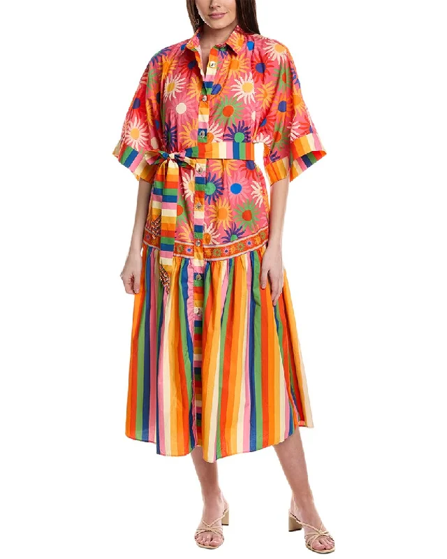 Women's Athleisure Apparel FARM Rio Graphic Macaws Mixed Midi Dress