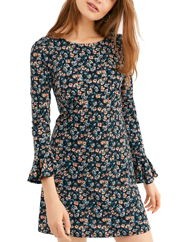 Women's Casual Apparel For Weekends Say Hello Womens Knit Floral Print Mini Dress