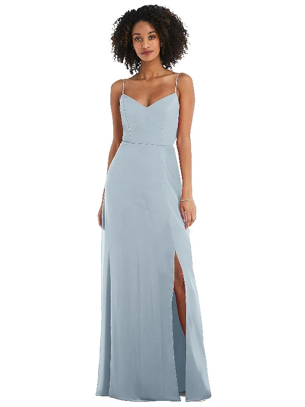 Women's Tailored Outfit Tie-Back Cutout Maxi Dress with Front Slit