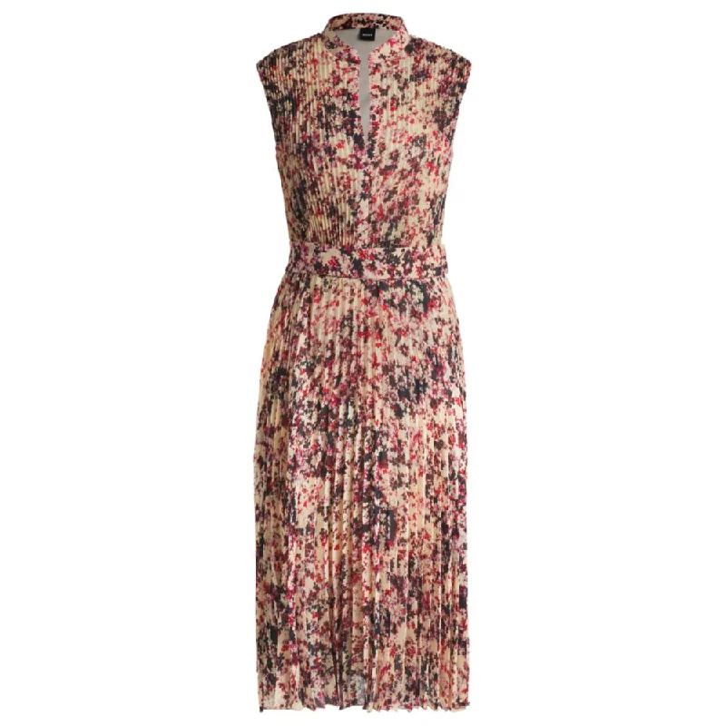 Women's Travel Attire Pliss-crepe dress with floral print