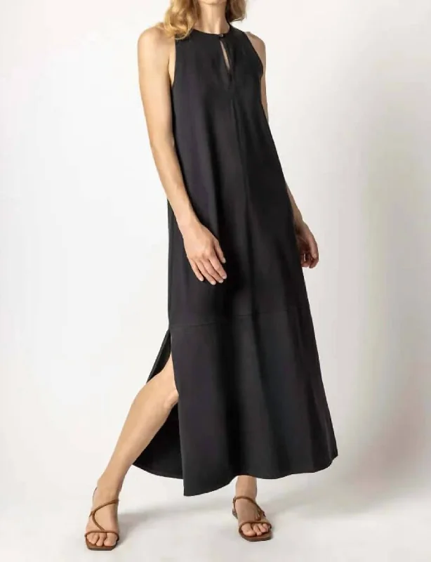 Chic Clothing For Women Sleeveless Keyhole Maxi Dress In Black