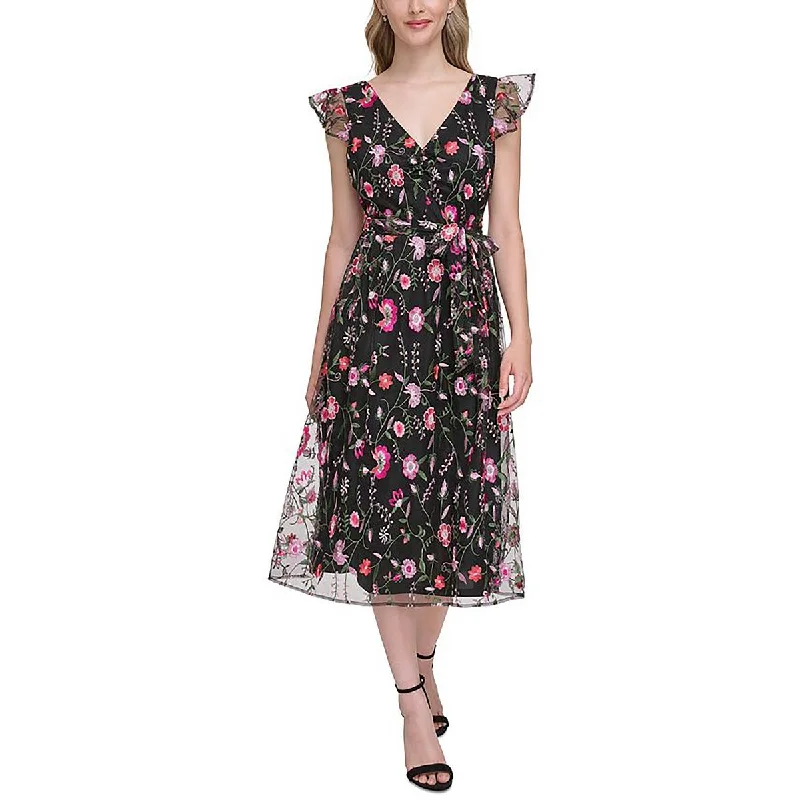 Women's Fashionable Clothing Sets Womens Floral Embroidered Fit & Flare Dress