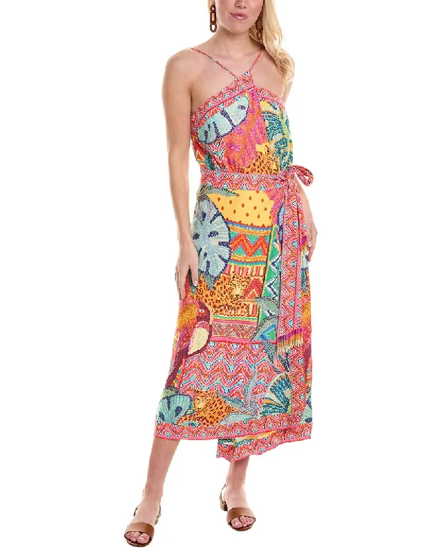 Women's Night-Out Outfit FARM Rio Summer Tapestry Wrap Midi Dress