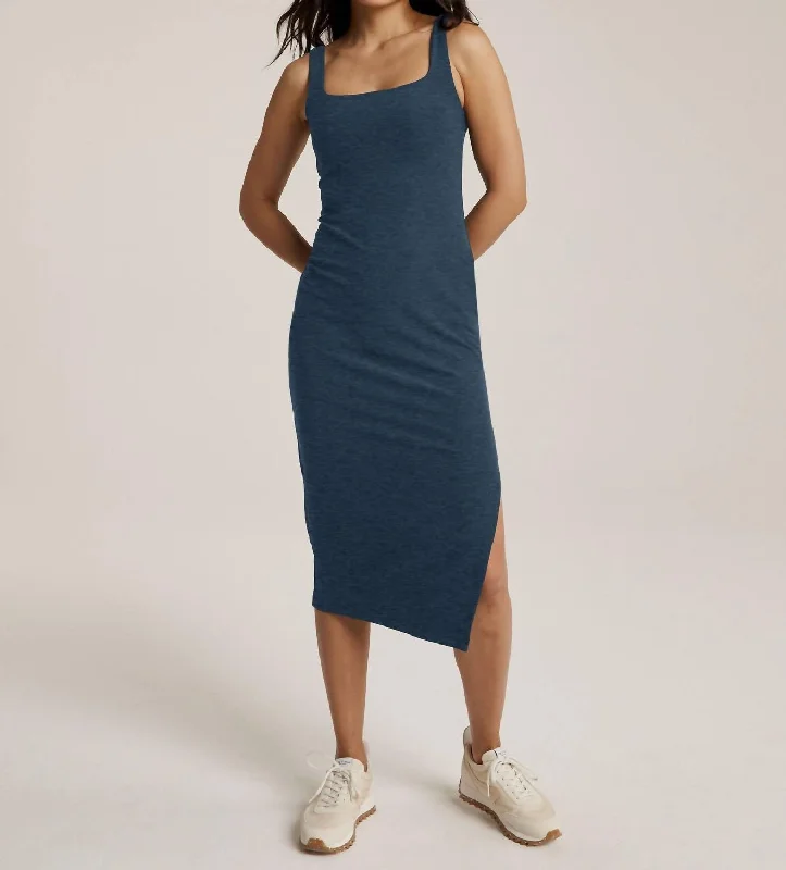 Timeless Women's Garments Spacedye Icon Midi Dress In Nocturnal Navy