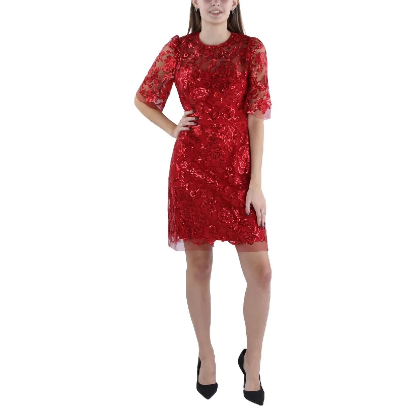 Women's Party Outfit Womens Sequined Floral Cocktail And Party Dress