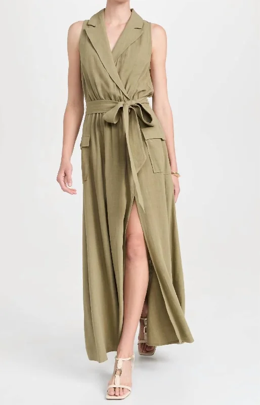 Women's Resort Apparel Mayer Military Maxi Dress In Covert Green