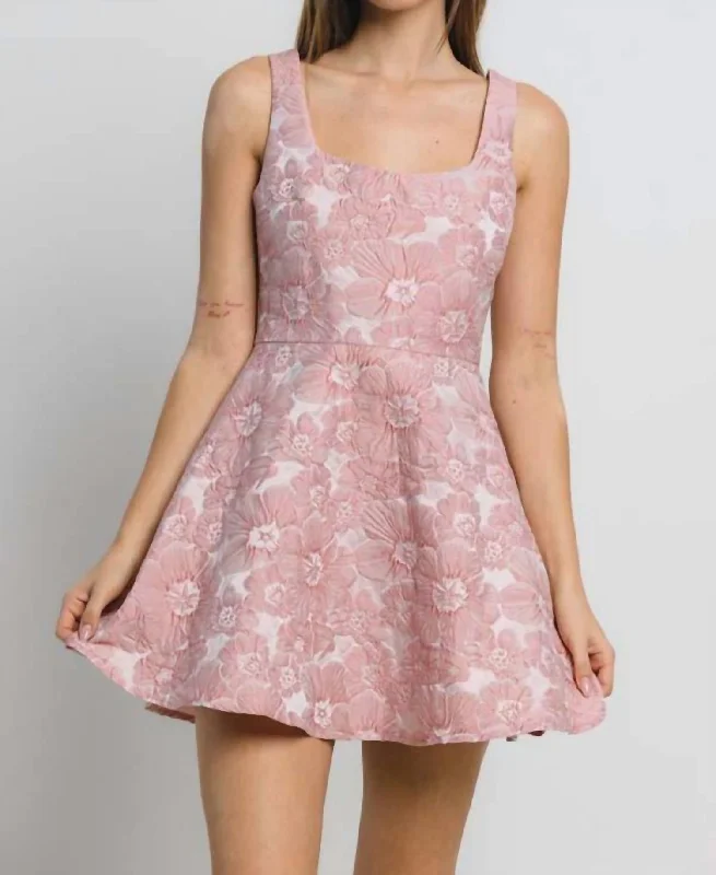 Women's Professional Garments Flowy Fabric Floral Mini Dress In Pink