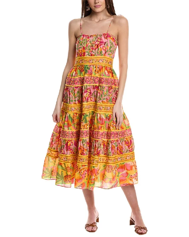 Women's Cozy Outfit For Lounging FARM Rio Mixed Fruits Paradise Midi Dress