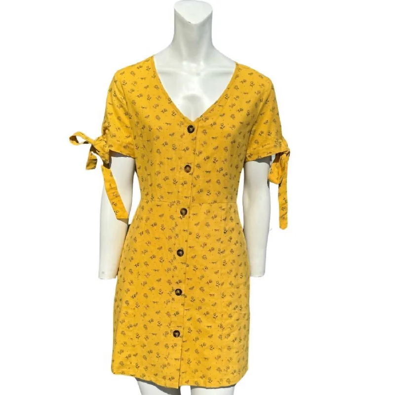 Women's Date Night Outfit Yellow Floral Dress