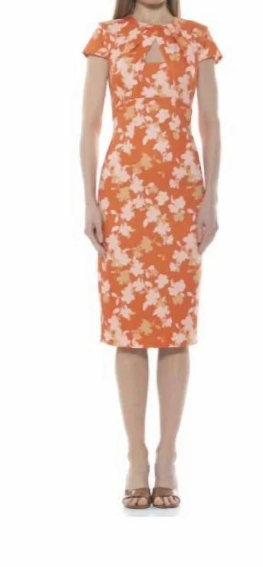 Women's Stylish Outdoor Outfit Janine Dress In Orange Floral