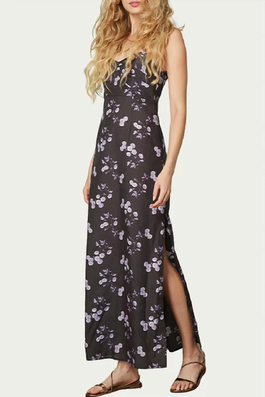 Timeless Women's Garments Livie Floral-Print Cotton Maxi Dress In Black