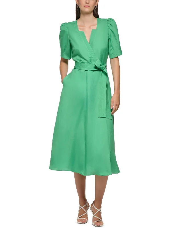 Women's Wardrobe Apparel Womens Cotton Belted Midi Dress