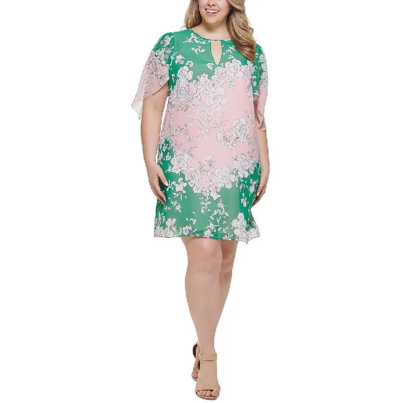 Women's Luxury Attire Plus Womens Floral Print Mini Sheath Dress