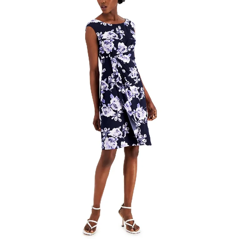 Women's Outfit Elegant Ensemble Petites Womens Floral Jersey Sheath Dress