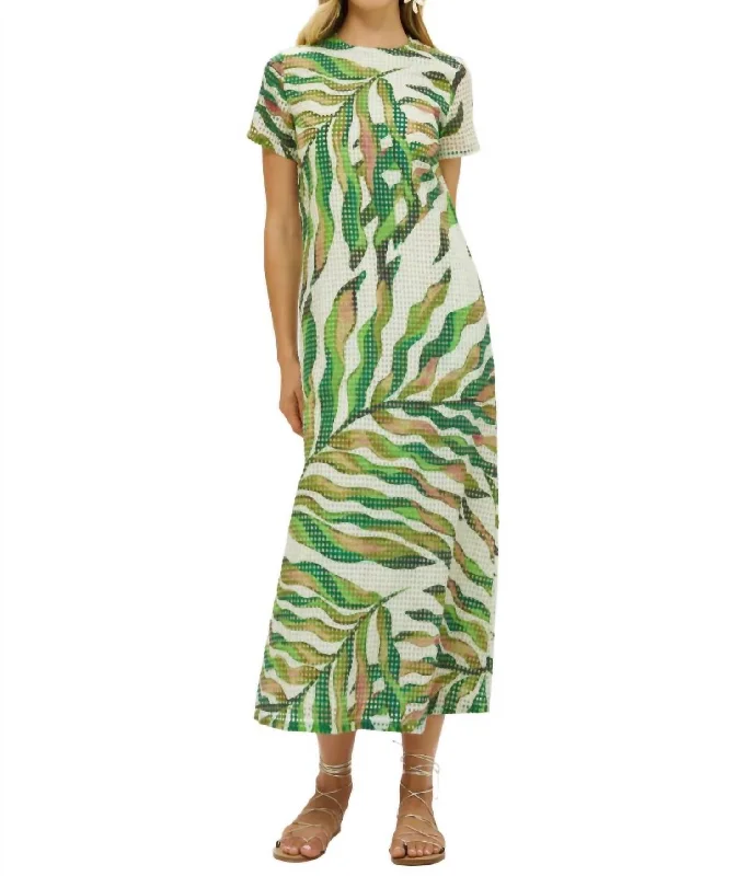 Women's Transitional Garments Short Sleeve Shift Maxi Dress In Maldive Green