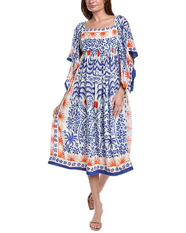 Women's Relaxed Outfit FARM Rio Afternoon Breeze Scarf Sleeve Midi Dress