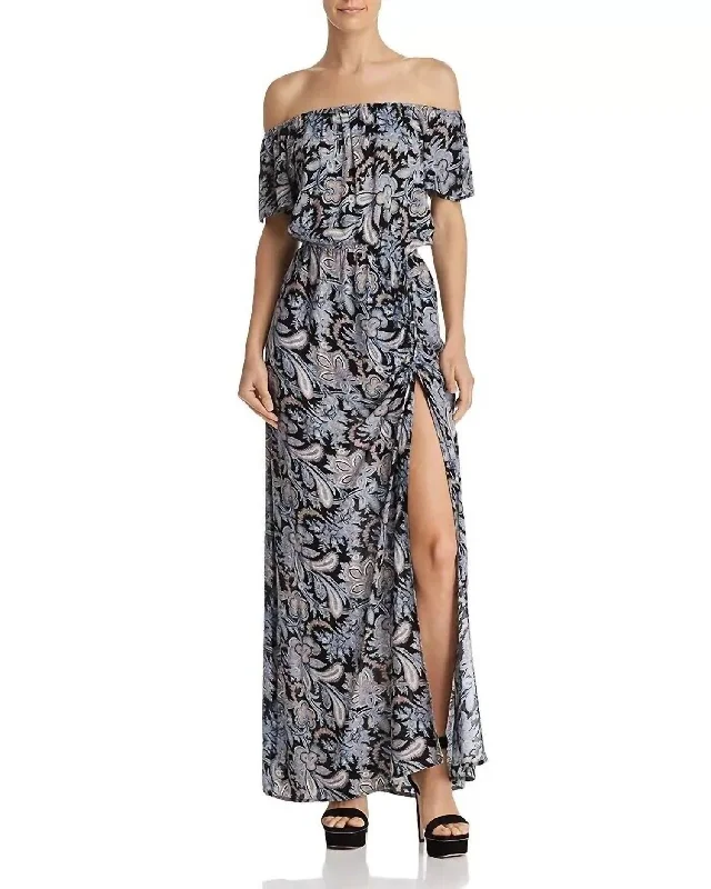 Women's Professional Apparel Paisley Print Off The Shoulder Maxi Dress In Multicolor