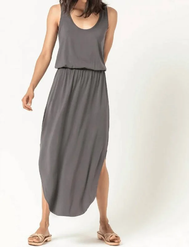 Women's Clothing For Special Occasions Racing Stripe Maxi Dress In Pewter