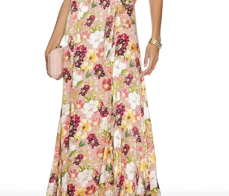 Women's Evening Garments Dita Halter Dress In Juniper Floral Rose