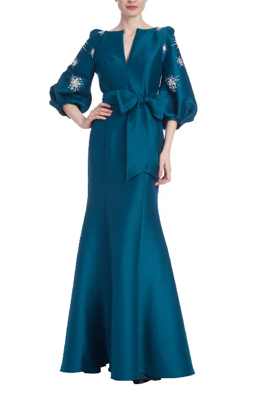 Women's Active Garments For Workouts Mikado Shirt Maxi Dress In Teal