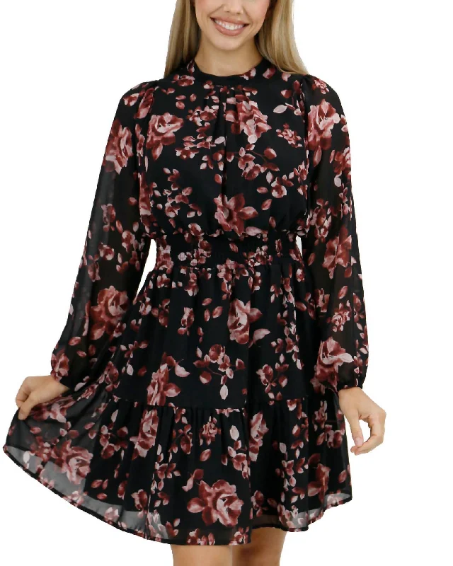 Women's Chic Outerwear Garments Flora Autumn Dress In Romantic Floral