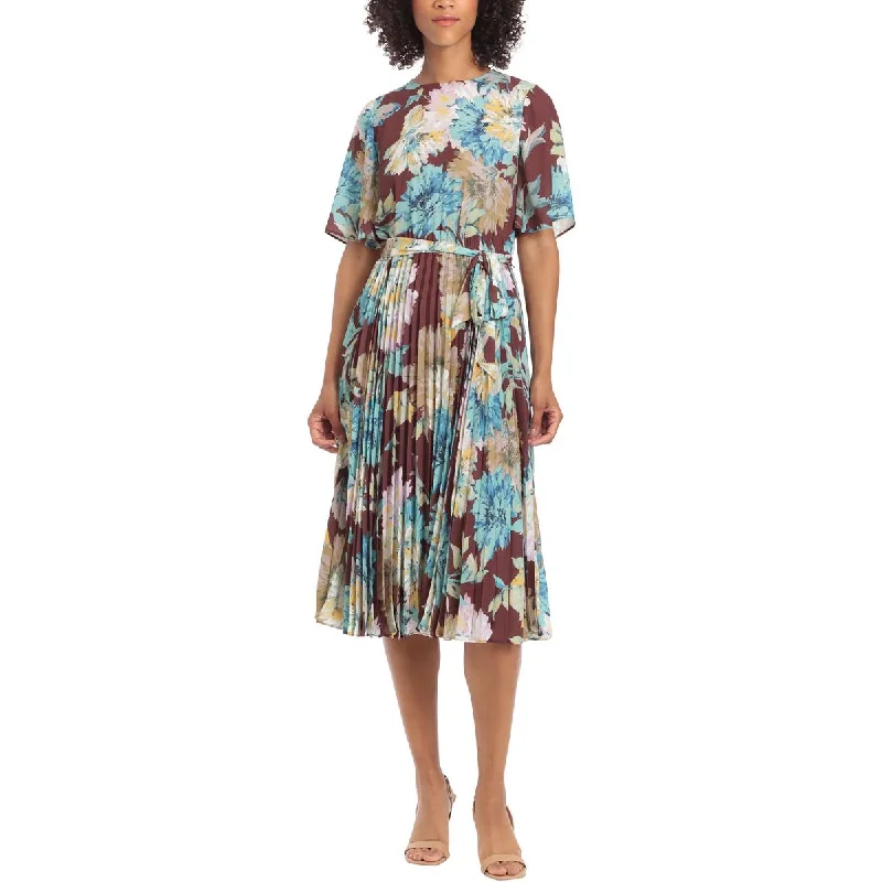 Women's Trendy Outfit Womens Floral Print Belted Fit & Flare Dress