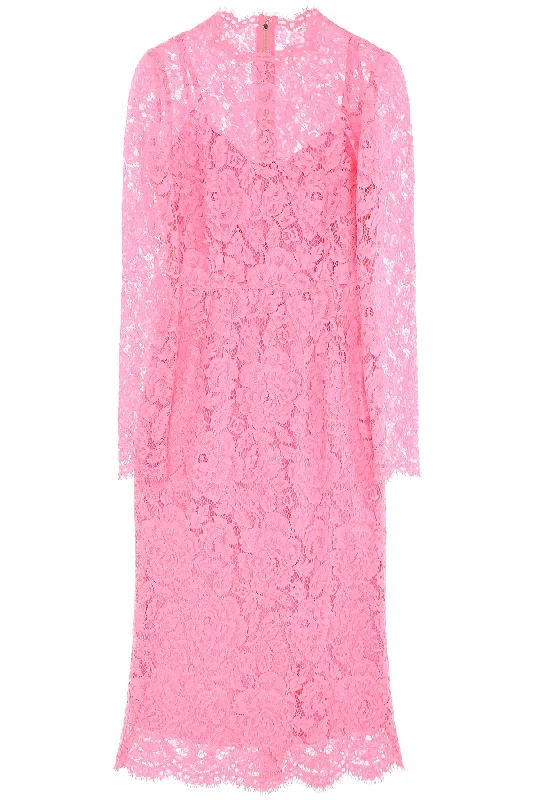 Women's High-Fashion Attire Dolce & Gabbana Women's Midi Dress In Floral Cordonnet Lace