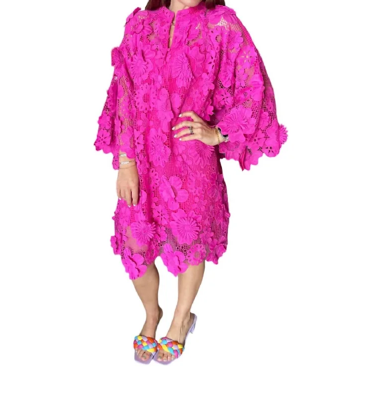 Women's Fashion-Forward Apparel Floral Lace Dress In Fuchsia