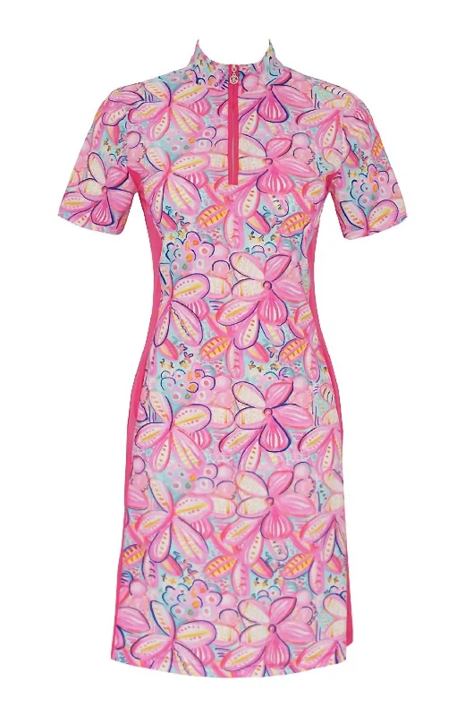 Plus-Size Women's Garments Floral Sport Dress In Pink