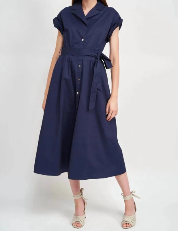 Women's Athletic Garments Avery Midi Dress In Navy Blue