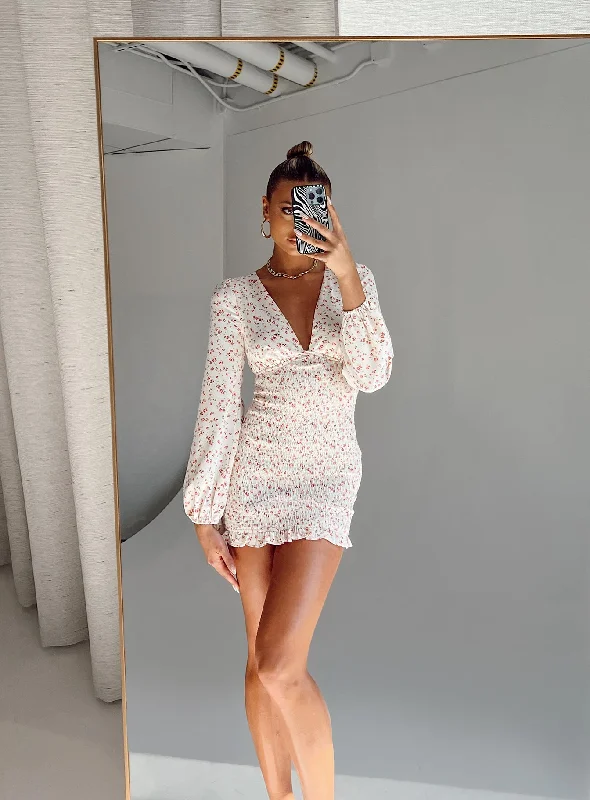 Women's Date Night Outfit Feminine Elegance Sawyer Long Sleeve Mini Dress Multi