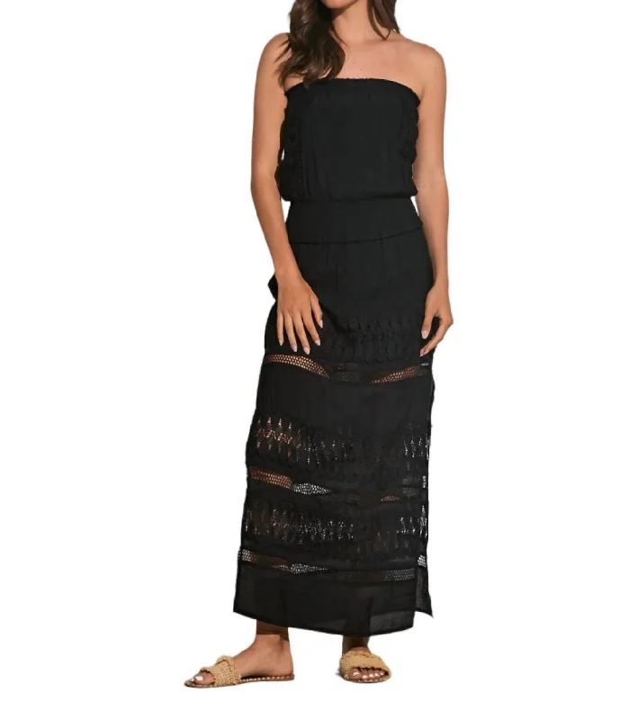 Women's Resort Attire Wymara Crochet Strapless Maxi Dress In Black