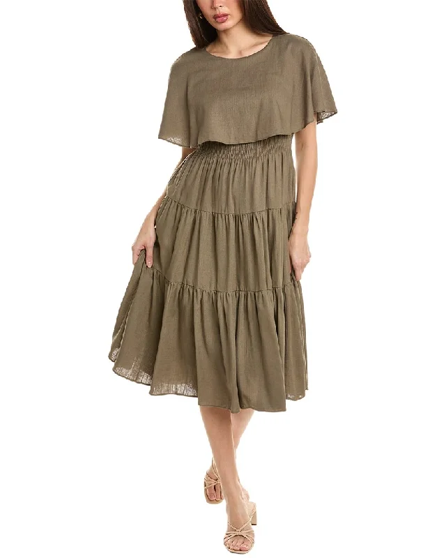 Women's Everyday Attire Maison Tara Tiered Linen-Blend Midi Dress