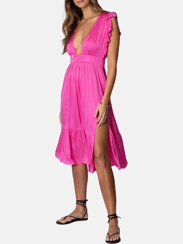 Women's Comfortable Lounge Outfit The Jessie Midi Dress In Rose