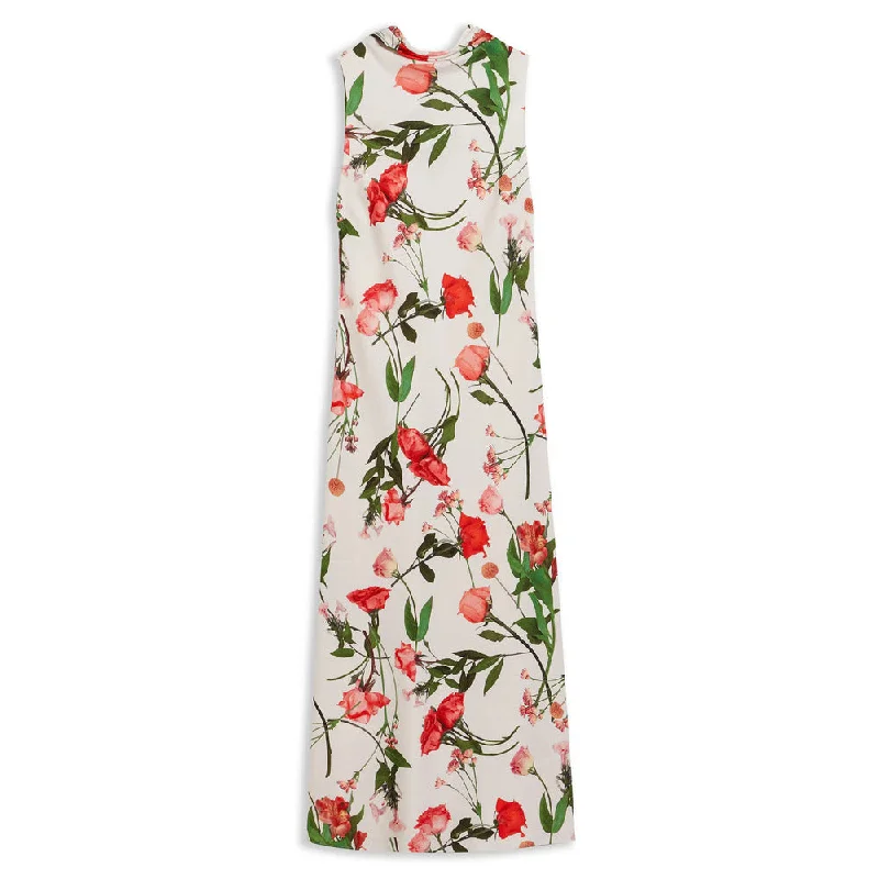 Women's High-Fashion Attire Ted Baker Women's Connihh Floral Cowl Neck Sleeveless Satin Midi Dress