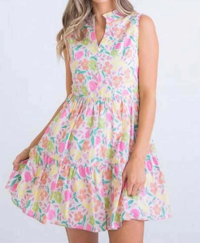 Chic Women's Garments Pastel Floral Dress In Pink Multi