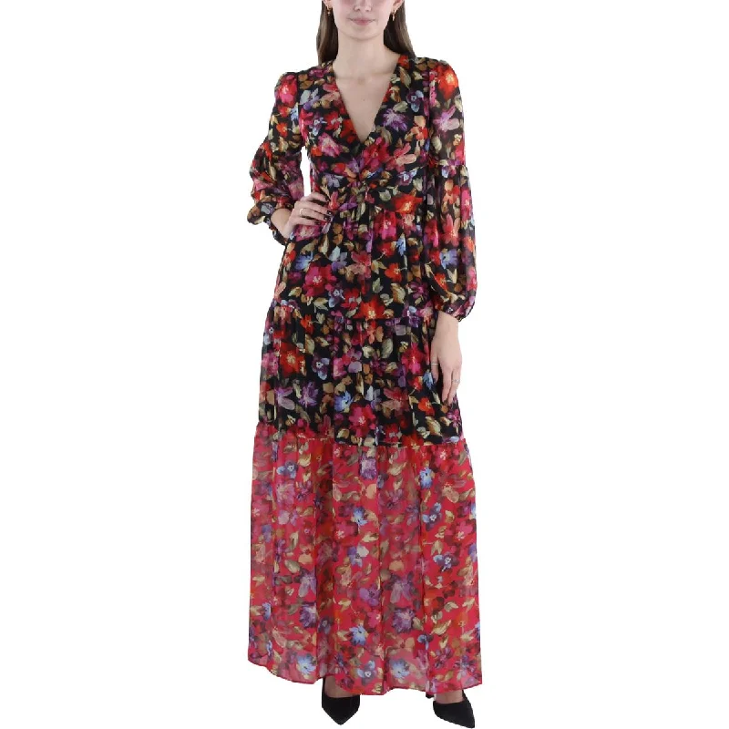 Women's Comfy Attire For Lounging Womens Floral V-Neck Maxi Dress