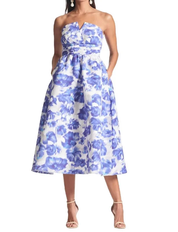 Women's Stylish Vacation Attire Sabelle Dress In Azure Watercolor Floral