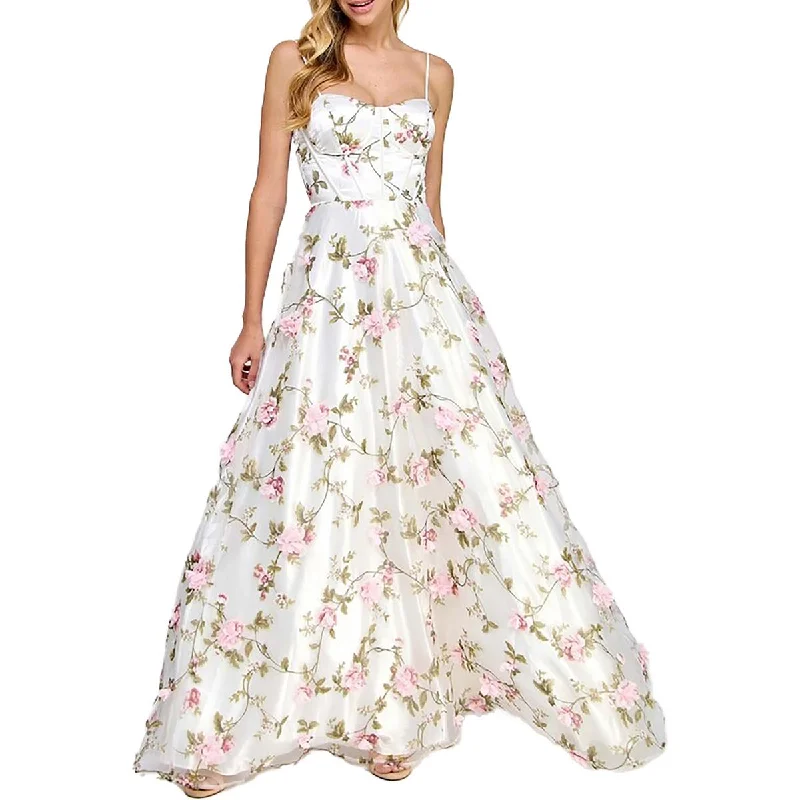 Women's Vacation Outfit Set Juniors Womens Full Length Floral Print Evening Dress