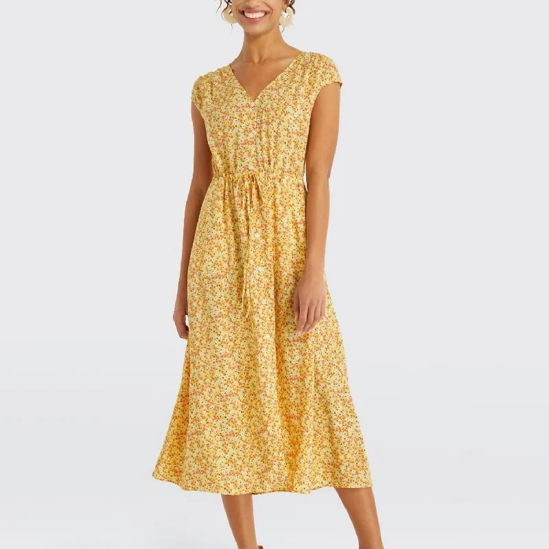 Modern Women's Attire Floral Shirtdress In Sweet Vidalia Yellow