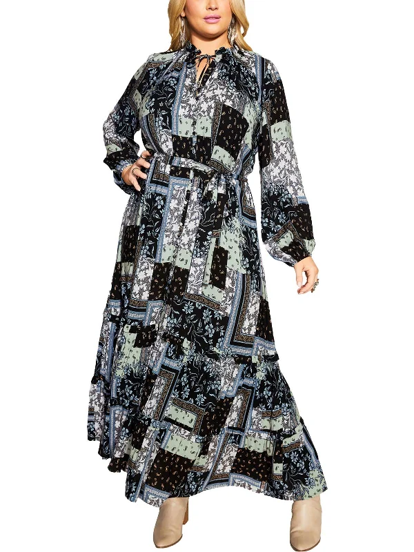 Women's Vintage Garments Plus Womens Printed Viscose Maxi Dress