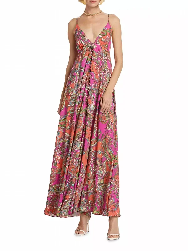 Women's Athleisure Apparel Stefani Maxi Dress In Rhodamine Paisley