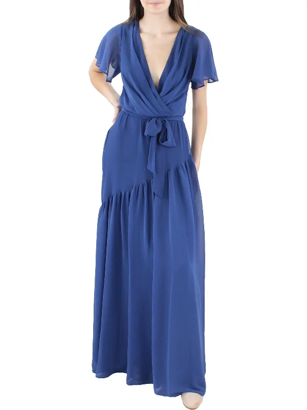 Women's Seasonal Clothing Womens Tiered V-neck Maxi Dress